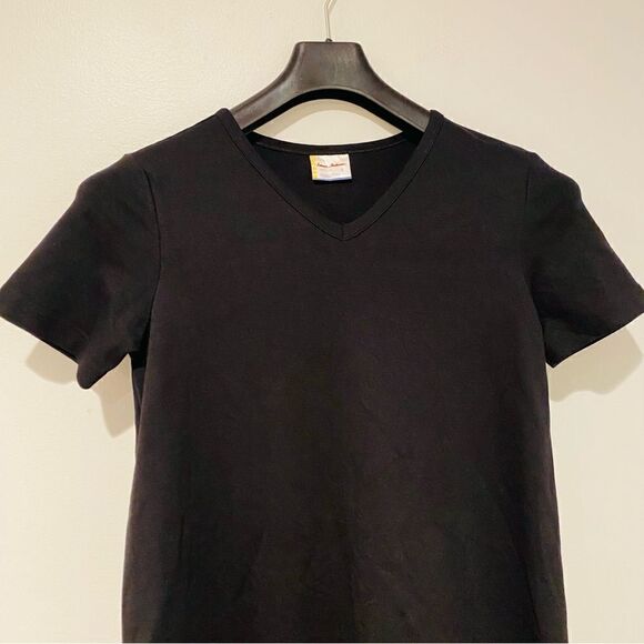 Hanna Andersson Black V-Neck Short Sleeve Shirt Dress Size Small - Picture 2 of 4